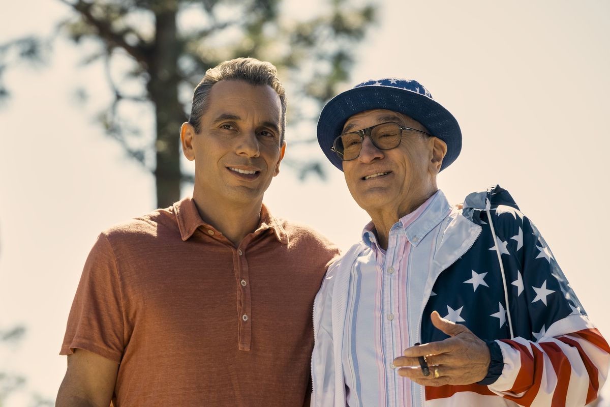 Sebastian Maniscalco, left, and Robert De Niro in “About My Father.”  (Dan Anderson/Lionsgate)
