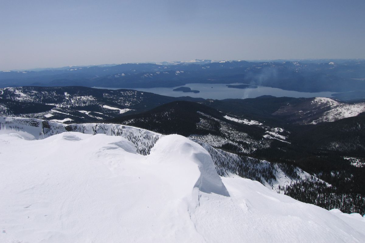 Looking west across Priest Lake Kalispell and Bartoo Islands can be seen. Priest Lake offers over 400 miles of groomed snowmobile trails.  (Craig Hill)
