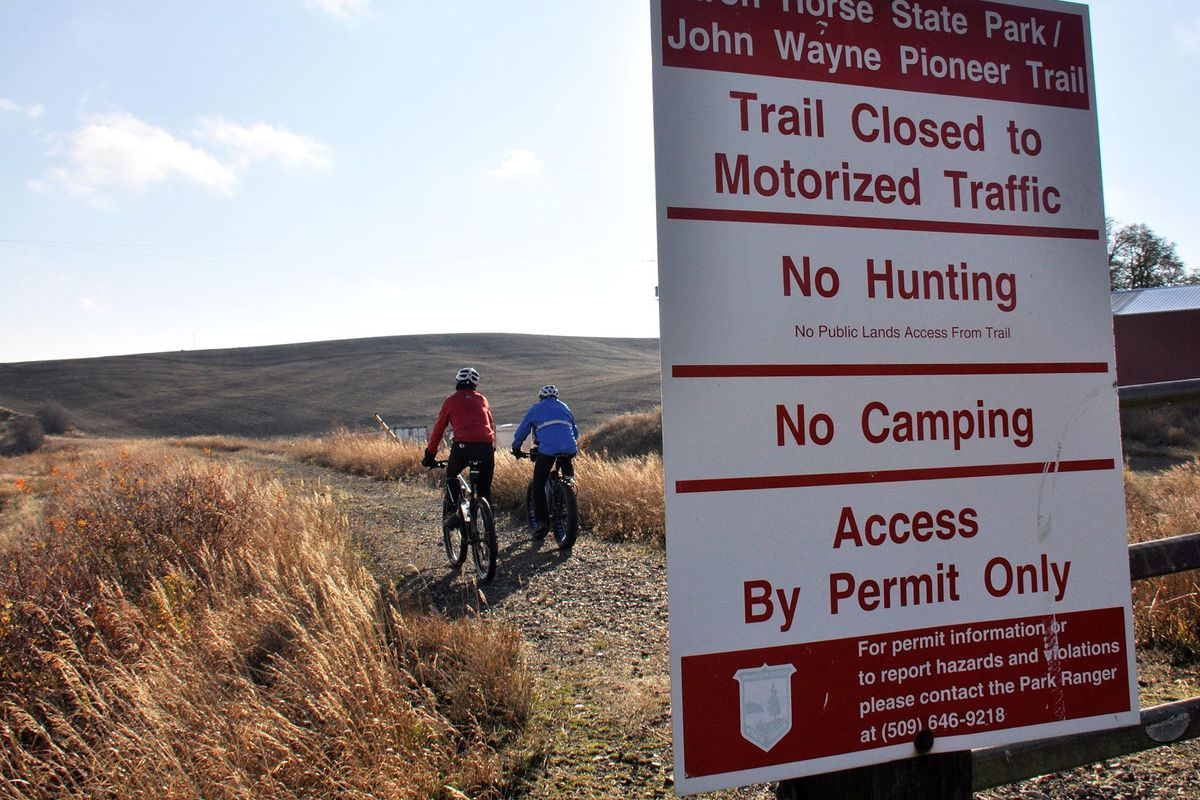 The John Wayne Trail, which follows an abandoned railway across Washington, is limited to nonmotorized recreation. (Rich Landers / The Spokesman-Review)
