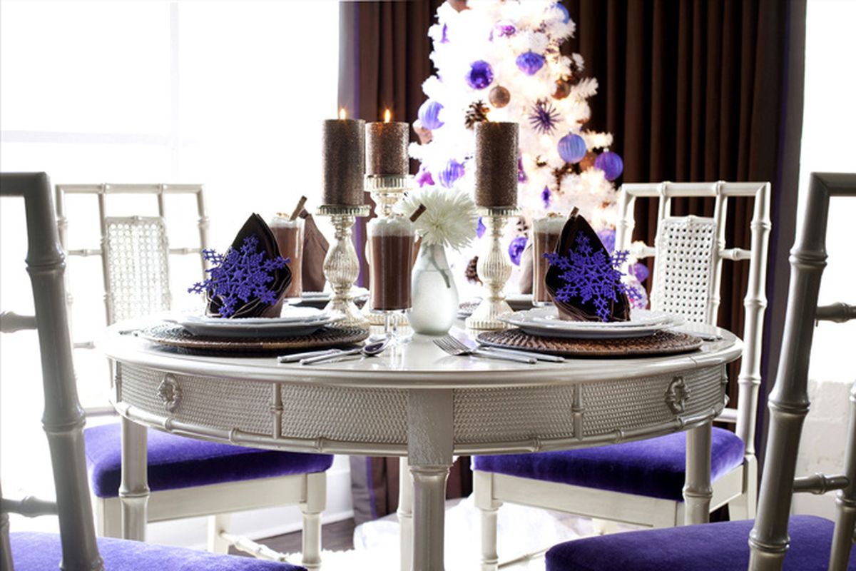 Less-expected color schemes for the holidays include violets, chocolates, bronzes and whites.