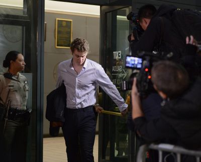 Brock Turner leaves the Santa Clara County Main Jail in San Jose, Calif., on Friday, Sept. 2, 2016. Turner, whose six-month sentence for sexually assaulting an unconscious woman at Stanford University sparked national outcry, was released from jail after serving half his term. (Dan Honda / Associated Press)