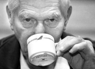
Then-U.S. Rep. Jack Metcalf drinks a cup of tea in Cairo in December 1999. He died Thursday at an Alzheimer's care facility.
 (File Associated Press / The Spokesman-Review)