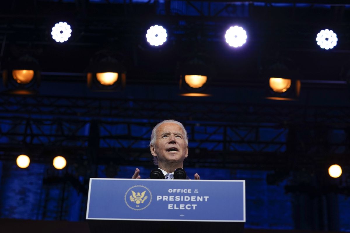 President-elect Joe Biden introduces his nominees and appointees to key national security and foreign policy posts at The Queen theater, Tuesday, Nov. 24, 2020, in Wilmington, Del.  (Carolyn Kaster)