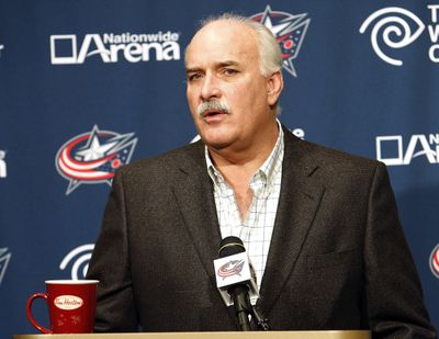 FILE - In this Feb. 13, 2013, file photo, John Davidson, Columbus Blue Jackets director of hockey operations, speaks during an NHL hockey news conference in Columbus, Ohio. Davidson has resigned as the Blue Jackets president of hockey operations on Friday, May 17, 2019, after the New York Rangers requested and received permission to talk to him for a similar position. (Eamon Queeney/The Columbus Dispatch via AP, File) ORG XMIT: OHCOL301 (Eamon Queeney / AP)