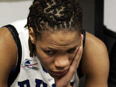 
Duke's Monique Currier reacts to loss. 
 (Associated Press / The Spokesman-Review)