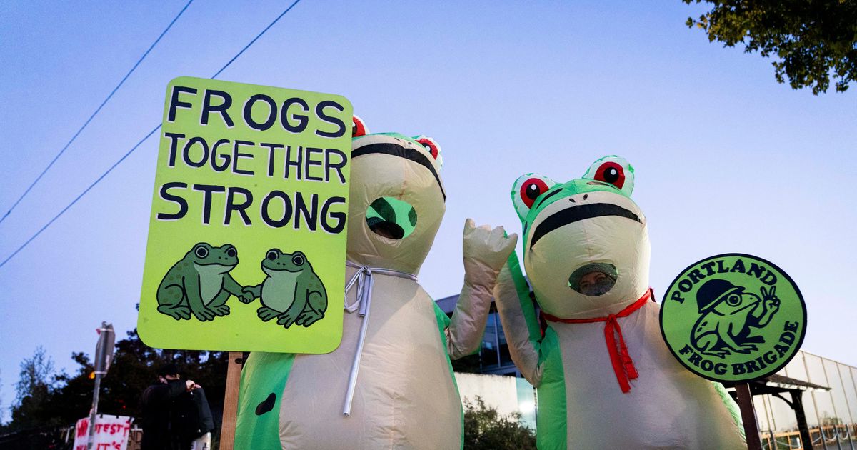 Dancing frogs and naked bikers in Portland resist Trump, National Guard