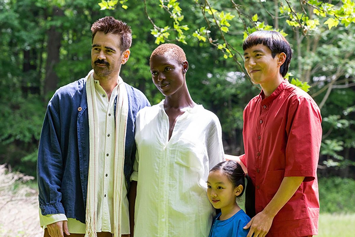 Colin Farrell, Jodie Turner-Smith, Malea Emma Tjandrawidjaja and Justin H. Min in director Kogonada