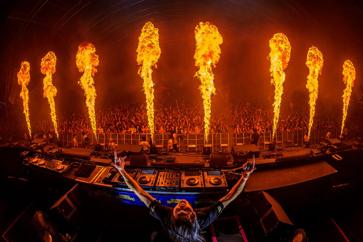 Dan Griffith, aka DJ Gryffin, performs during Beyond Wonderland Southern California at National Orange Show Event Center in San Bernardino, Calif., on Aug. 28.  (Drew Ressler for Insomniac Events)