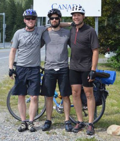 Mac Hollan, left, and his cycling partners.