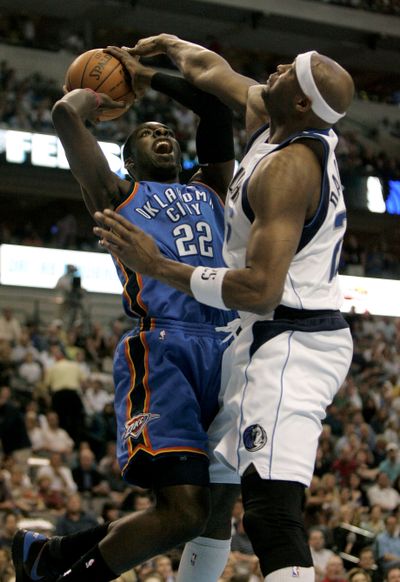 Jeff Green and Oklahoma City locked up their first playoff spot since relocating from Seattle with a 121-116 victory over Dallas. (Associated Press)