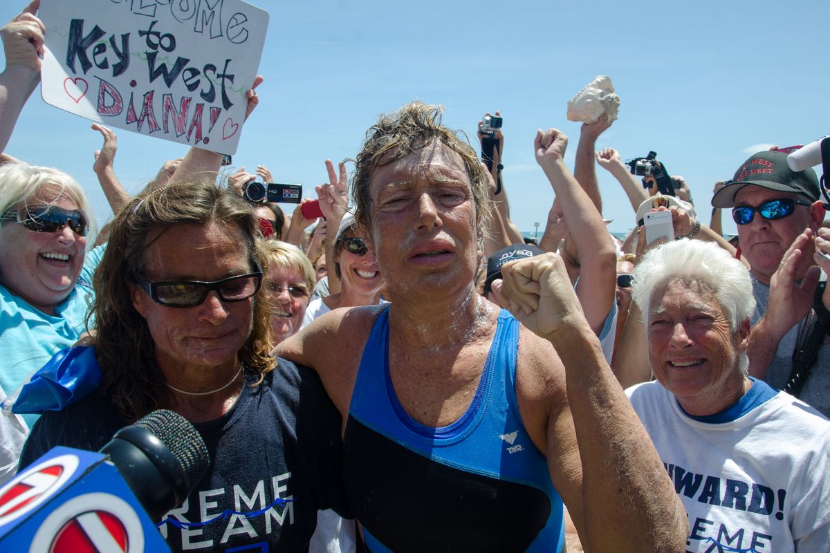 Diana Nyad lips were swollen from salt and abrasions after her 110-mile swim. (Dawn L Blomgren/)