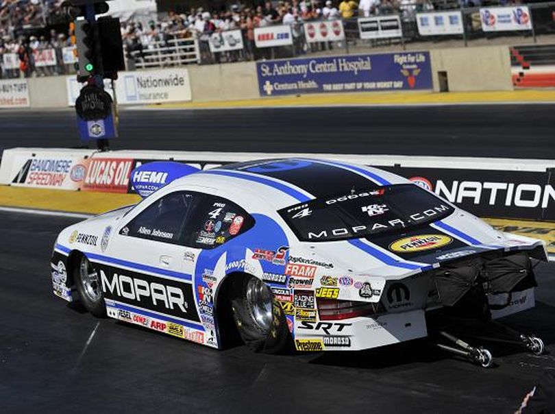 Allen Johnson sits atop the qualifying ladder at the Mopar Mile High Nationals being held in Morrison, Co for the NHRA Full Throttle Drag Racing Series. (Photo courtesy of NHRA)