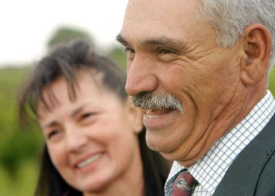
Carmen and Rene Garcia, owners of G&G Orchards near Yakima, talk to the media Tuesday as they prepare for a visit today from Mexican President Vicente Fox and Gov. Chris Gregoire. 
 (Associated Press / The Spokesman-Review)