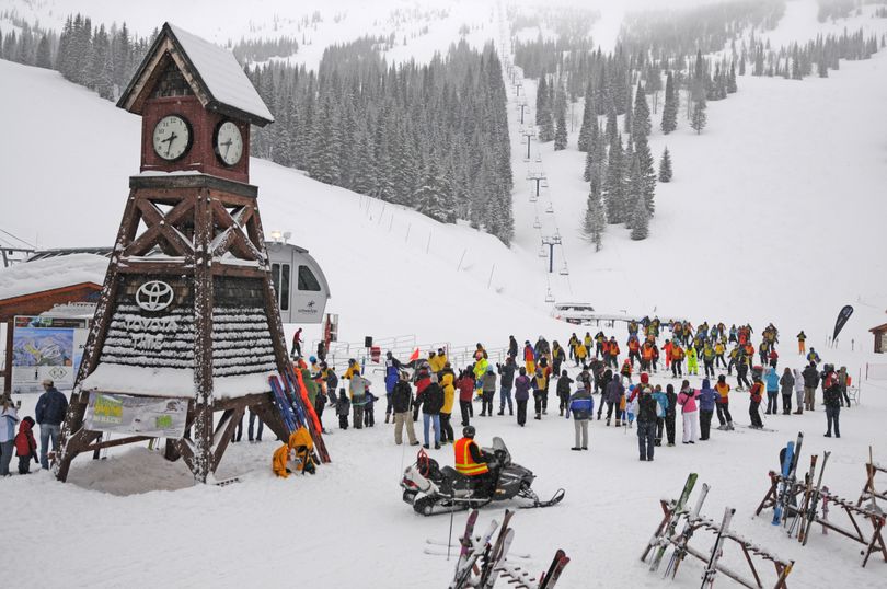 The finish of the 24 Hours for Hank fundraising event at Schweitzer Mountain Resort on March 31, 2012. (Courtesy photo)