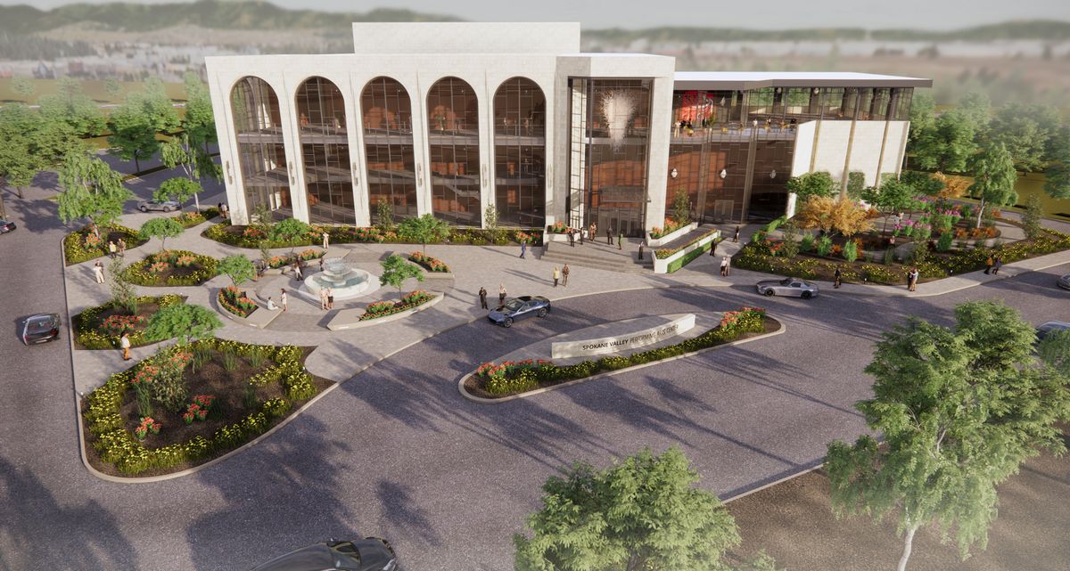 A rendering is shown of the $36 million Spokane Valley Performing Arts Center expected to open in 2024.  (Courtesy image)