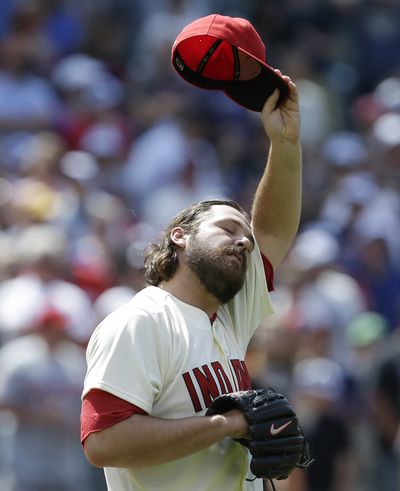 Indians closer Chris Perez gave up two homers in ninth but Cleveland pulled out win. (Associated Press)