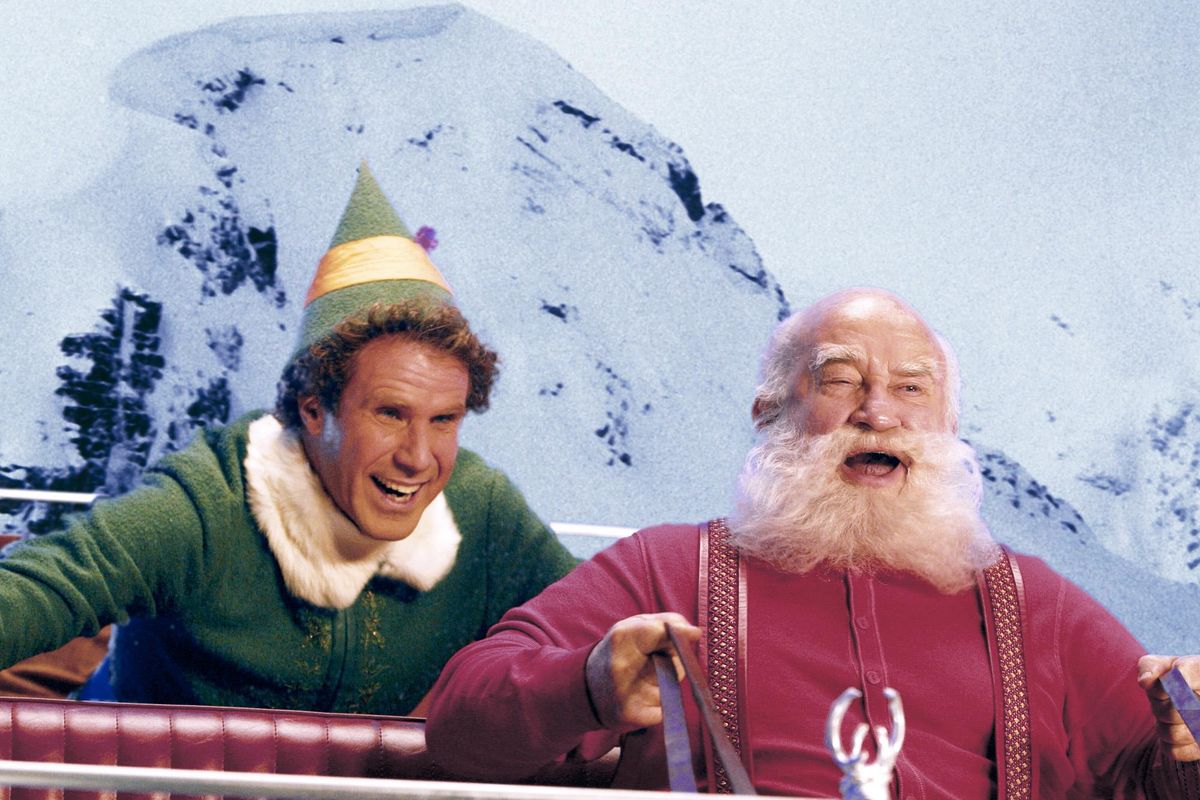 Actors Ed Asner as Santa Claus, right, and Will Ferrell as an elf named Buddy, are shown in a scene from "Elf." (ALAN MARKFIELD / AP)