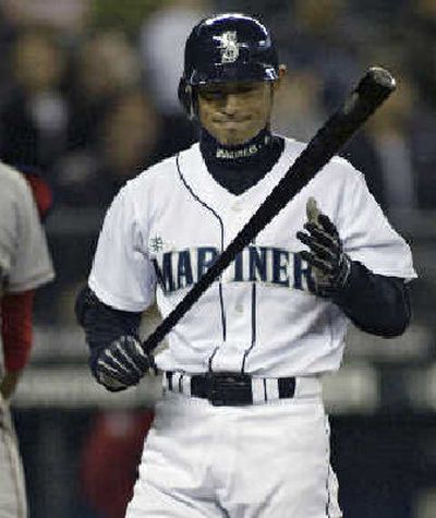 Seattle's Ichiro Suzuki reacts after striking out in the ninth.
(Associated Press / The Spokesman-Review)