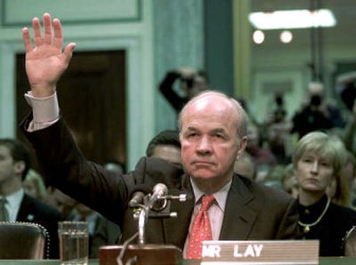 
Kenneth Lay is sworn in at a Senate Commerce Committee hearing on Capitol Hill in 2002, died of a heart attack in Colorado. 
 (Associated Press / The Spokesman-Review)