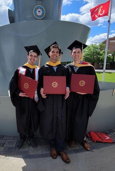 Curtis Anderson, left, poses with friends Guido Davico, center, and Jack Beam on graduation day at Eastern Washington University.  (Courtesy photo)