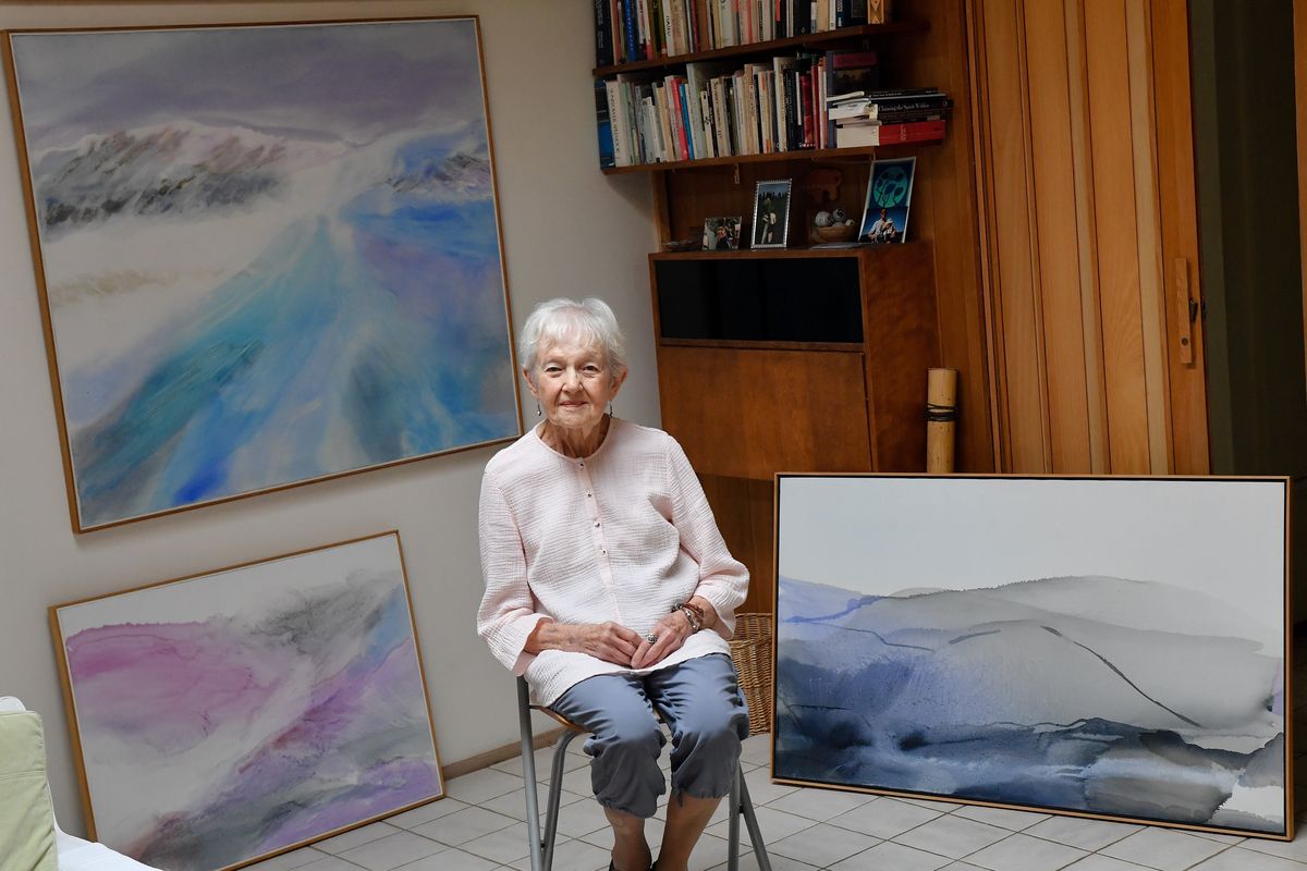 Artist Lila Girvin poses for a photo at her home on Sept. 23, 2022, in Spokane.  (Tyler Tjomsland/The Spokesman-Review)