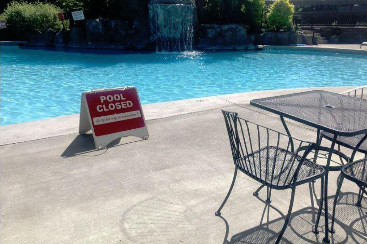 The pool at the Centennial Hotel was closed Tuesday, June 18, 2019 after a drowning. The woman who drowned was 74-year-old Marla Willeen Leander, the Spokane County Medical Examiner said. (Will Campbell / The Spokesman-Review)
