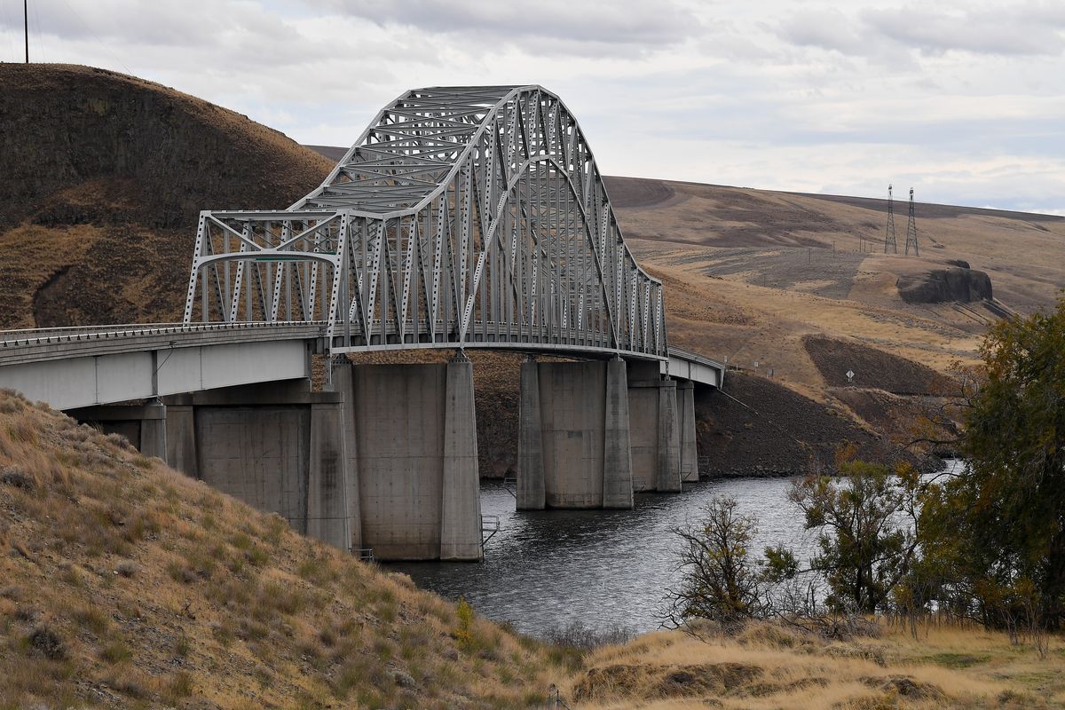 The Central Ferry Bridge in Garfield County is shown Thursday on the Snake River near Pomeroy, Wash.  (Tyler Tjomsland/The Spokesman-Review)
