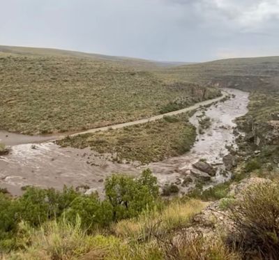 Flooding at Carlsbad Caverns National Park in New Mexico, where about 200 people were trapped for several hours on saturday amid heavy rain and flash flooding.  (LAURA STEELE)