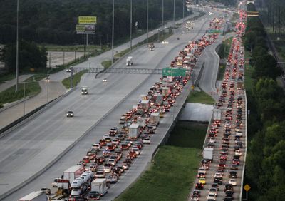 Traffic lines Interstate 45 leaving Houston as Hurricane Ike approaches the Texas Gulf Coast on Thursday.  (Associated Press / The Spokesman-Review)