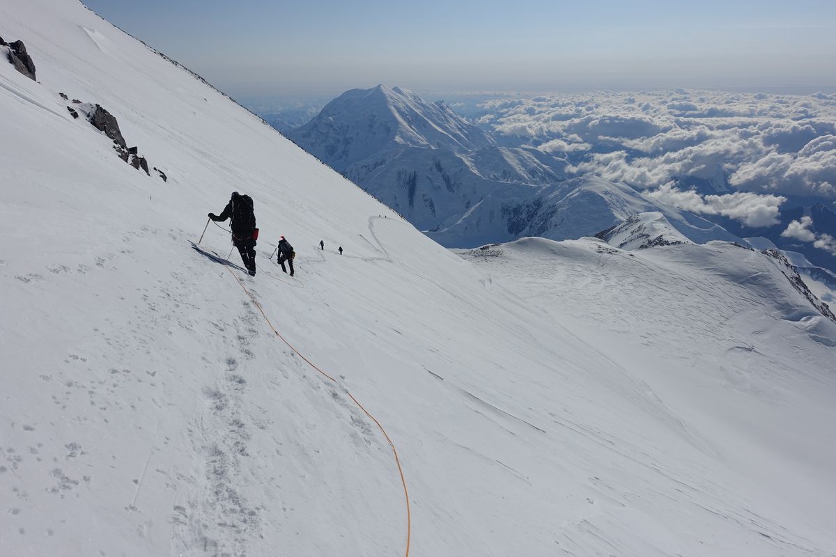 Spokane climbers descend the Autobahn above the 17,000-foot high camp on their way down from the summit of Mount McKinley on May 27, 2015. (Carl Sunderman)