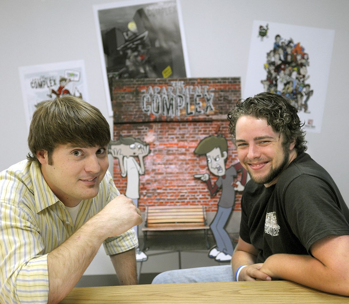 Clancy Bundy, left, and Curtis Chandler team up to produce the comic strip “The Apartment Complex,” a humorous look at the lives of college students and roommates Toby and Taylor. (CHRISTOPHER ANDERSON / The Spokesman-Review)