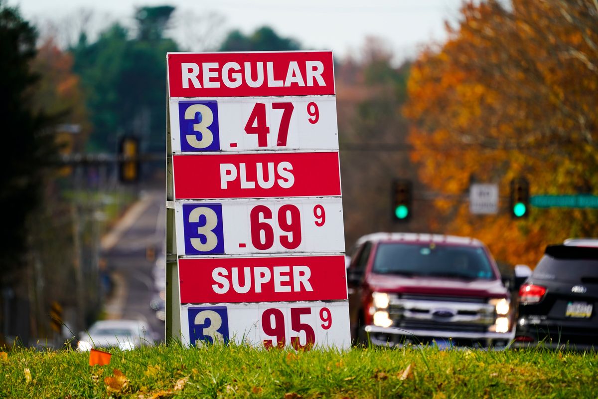 Gasoline prices are displayed at a station in Huntingdon Valley, Pa., Wednesday, Nov. 17, 2021.   (Associated Press)