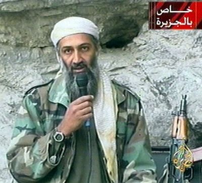  Osama bin Laden is seen at an undisclosed location in this television image. A person familiar with developments said Sunday, May 1, 2011 that bin Laden is dead and the U.S. has the body. (AP Photo/Al Jazeera, File)  