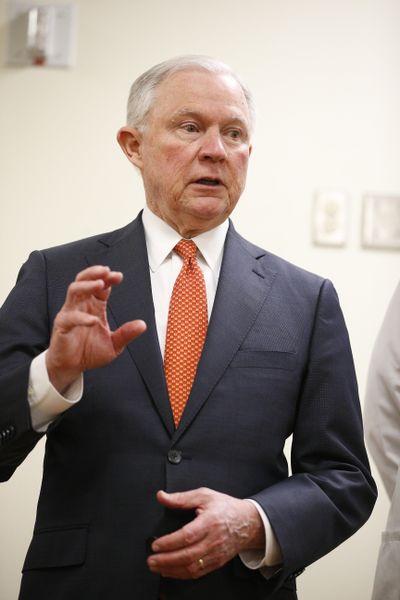 Attorney General Jeff Sessions speaks during a news conference at UAB Women and Infants Center, Friday, March 23, 2018, in Birmingham, Ala. (Brynn Anderson / Associated Press)
