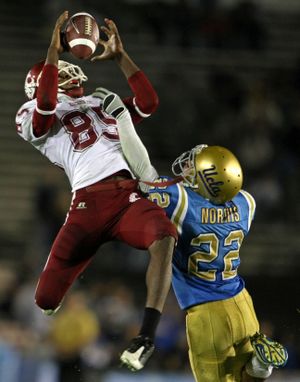 WSU’s Jeshua Anderson began to emerge as a deep threat in last week’s loss to UCLA.  (Associated Press / The Spokesman-Review)