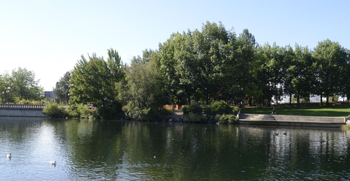 Present day: The site of the old Railway Mail Terminal is now part of Spokane’s Riverfront Park. The building was torn down to make way for Expo ’74. (Jesse Tinsley / The Spokesman-Review)