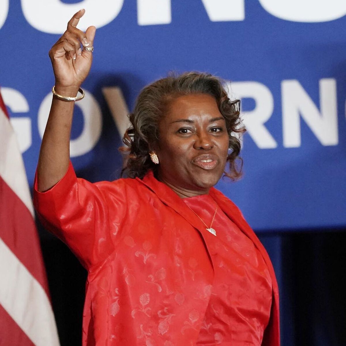 Virginia Lt Gov.-elect Winsome Earle-Sears on election night on Nov. 2, 2021, in Chantilly, Va. MUST CREDIT: Washington Post photo by Salwan Georges (Salwan Georges/The Washington Post)