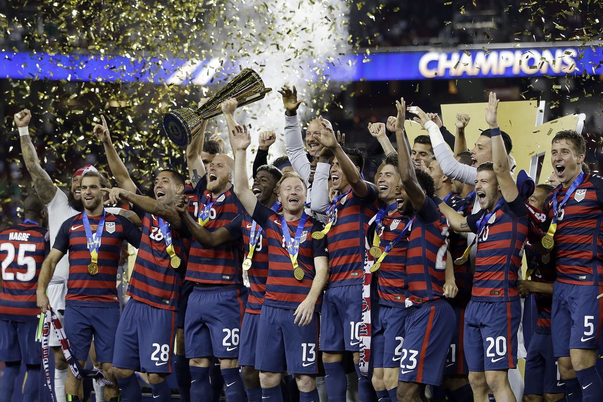 United States players celebrate after beating Jamaica 2-1 in the Gold Cup final soccer match in Santa Clara, Calif., Wednesday, July 26, 2017. (Ben Margot / Associated Press)