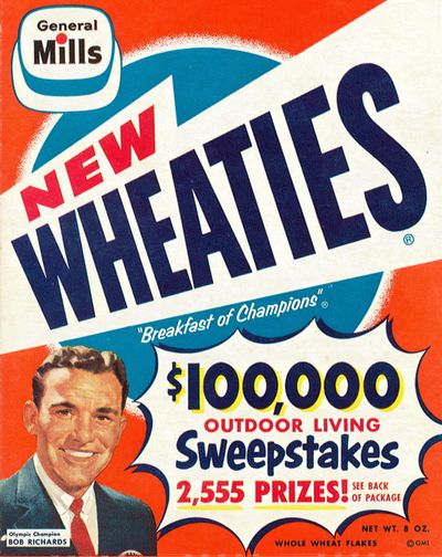 Bob Richards was featured on a Wheaties box in the late 1950s.    (Courtesy of the General Mills Archives )