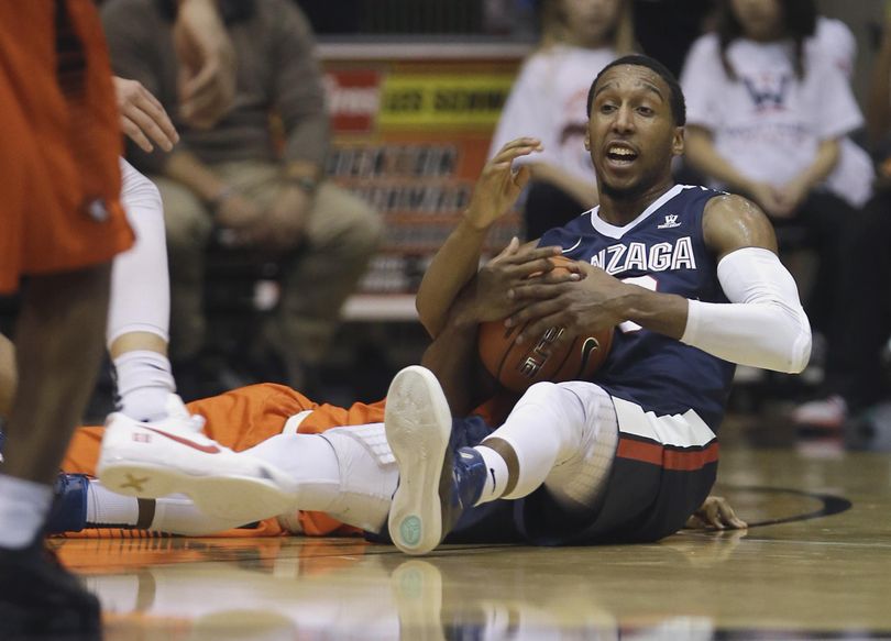 Gonzaga guard Eric McClellan comes up with a loose ball  during the second half. (Rich Pedroncelli / Associated Press)