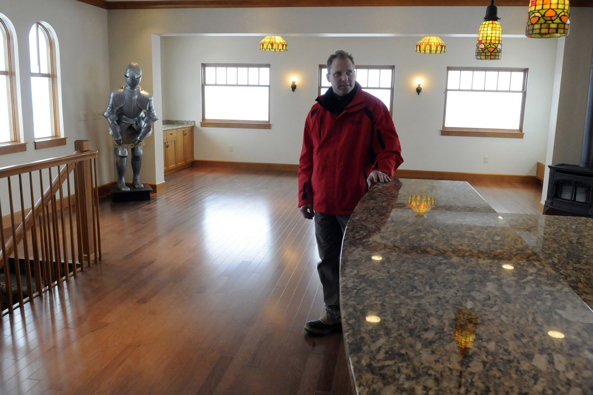 "Shelp, The Protector," greets visitors to the 3rd floor residence level of the newly reconstructed landmark Cliff House.  Arbor Crest general manager, Jim van Loben Sels, says the Cliff House will be open each weekend in January from noon until 5:00 pm for public viewing. (J. Rayniak / The Spokesman-Review)