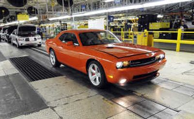 
The 2008 Dodge Challenger SRT8 rolls off the assembly line at the Brampton Assembly Plant in Brampton, Ontario, on Thursday.Associated Press
 (Associated Press / The Spokesman-Review)