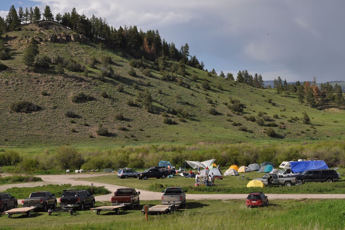 Smith River floaters converge the day before they start at the Camp Baker put-in site northwest of White Sulphur Springs, Mont. (Rich Landers)