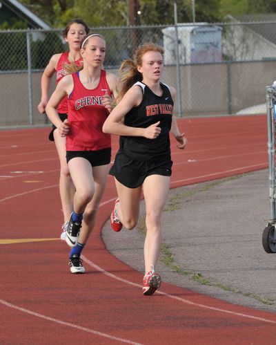 McCall Skay runs May 1 during a meet with Cheney at West Valley High School.