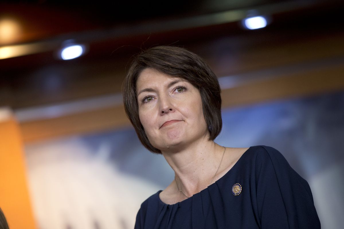 Rep. Cathy McMorris Rodgers speaks to reporters after she was voted to lead the Republican Conference for the next session of Congress. (Associated Press)