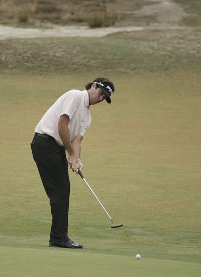 Bubba Watson putts on the 11th hole during the second round of the U.S. Open. (AP)