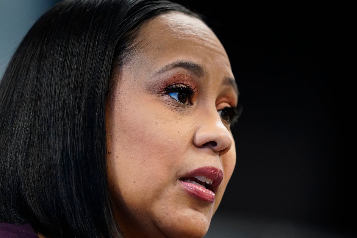 FILE - Fulton County District Attorney Fani Willis speaks during an interview at her office, Feb. 24, 2021, in Atlanta. The prosecutor who