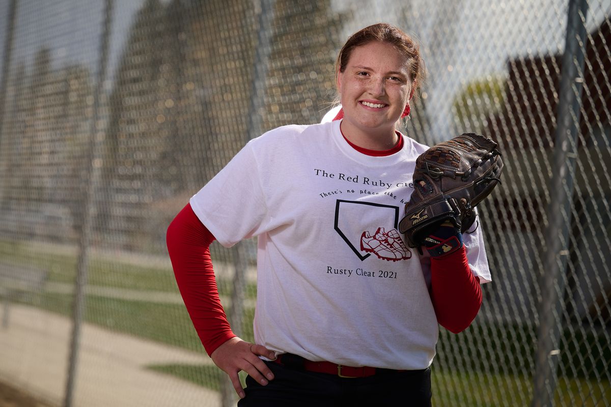 Ferris senior pitcher Katelyn Strauss struck out 21 batters in a 5-4 win over Lewis and Clark on Tuesday, April 20, 2021. Strauss did not allow a hit or an earned run.   (COLIN MULVANY/THE SPOKESMAN-REVIEW)