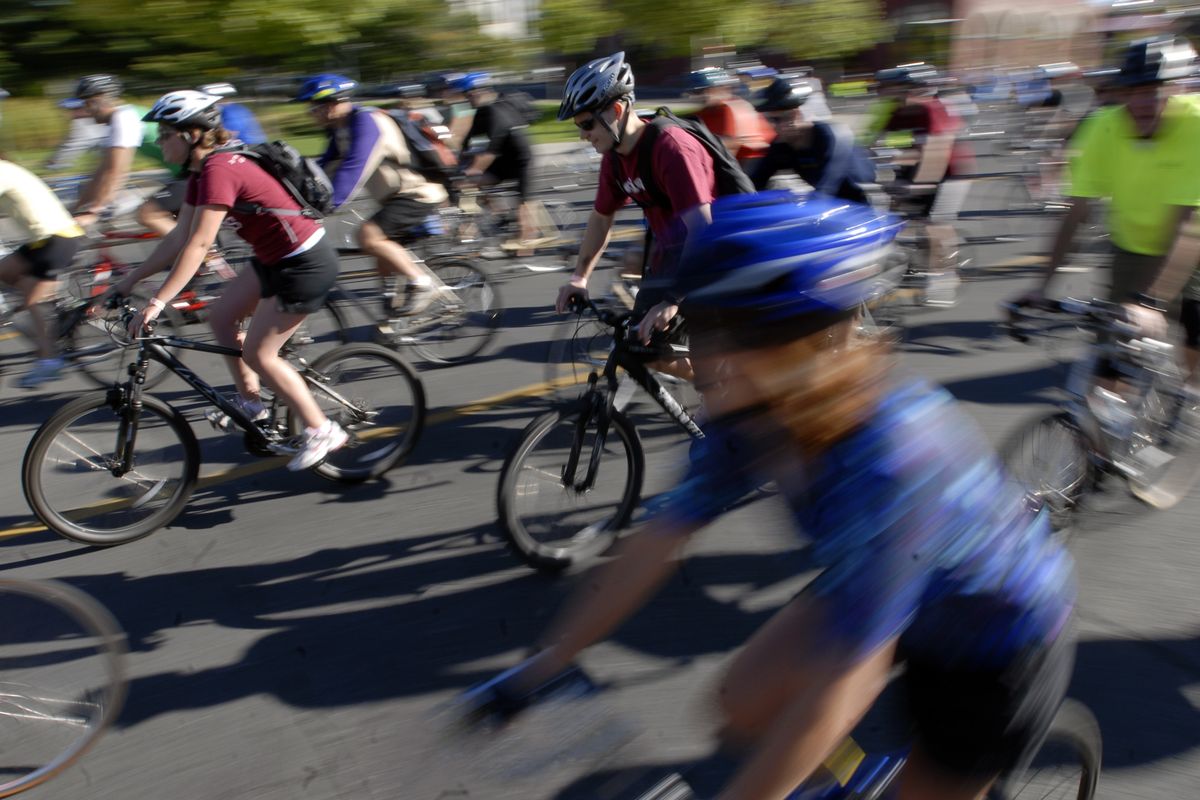 More than 1,100 cyclists started the first annual SpokeFest in 2008, heading out on a 21-mile loop. Four ride options are offered in 2012. (J. Bart Rayniak)