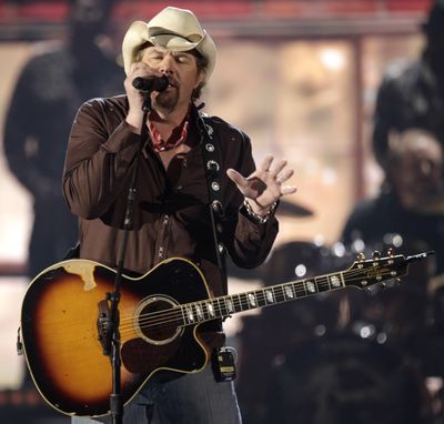 Toby Keith performs at the 46th Annual Academy of Country Music Awards in Las Vegas on Sunday, April 3, 2011. (Julie Jacobson / Associated Press)